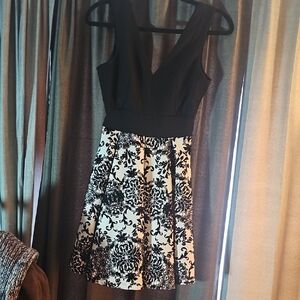 Elegant Black and White Floral Dress